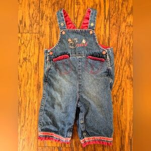 Y2K Faded Glory‎ Embroidered Denim Overalls with Purple Satin And Velour Detail